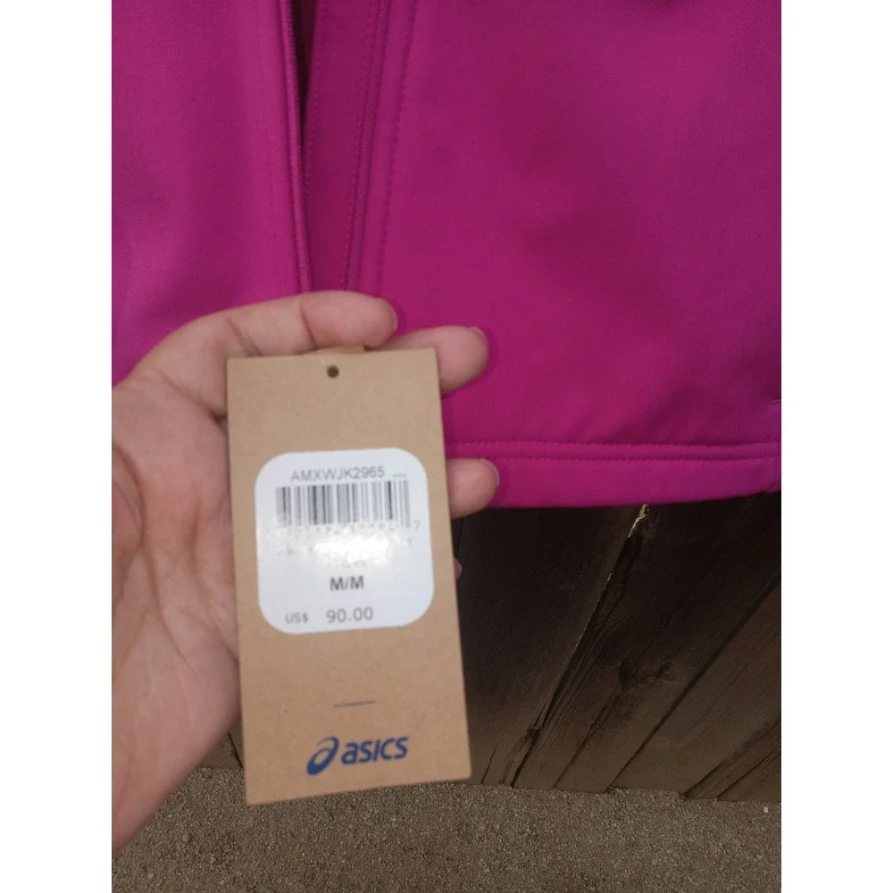 New Asics Woven Hooded Softshell Jacket Regular Fit Pink Womens Size M‎